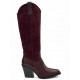 Western Μπότα σε Μπορντό από Συνθετικό Δέρμα & Suede