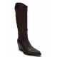 Western Μπότα σε Σκούρο Καφέ από Συνθετικό Δέρμα & Suede