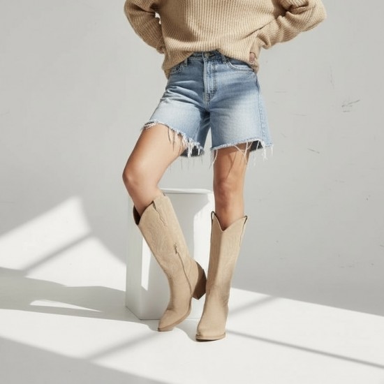 Γυναικείες Μπότες Cowboy σε Μπεζ