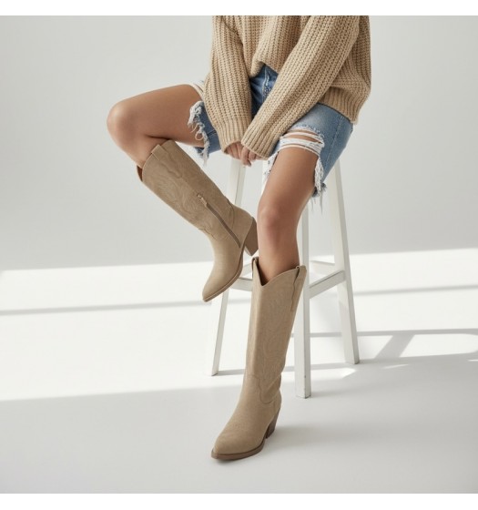 Γυναικείες Μπότες Cowboy σε Μπεζ