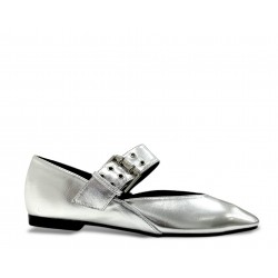 Flat ballerinas with strap in Silver