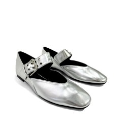 Flat ballerinas with strap in Silver