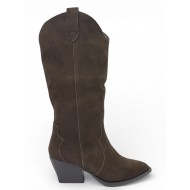 Γυναικείες Cowboy Μπότες Suede-Καφέ
