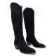 Μπότα Cowboy Suede Μαύρη με Κεντήματα