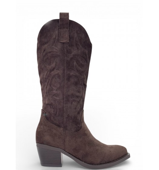 Καφέ Cowboy Μπότες με Κεντημένες Λεπτομέρειες