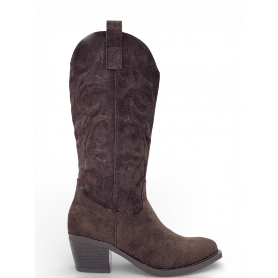 Καφέ Cowboy Μπότες με Κεντημένες Λεπτομέρειες