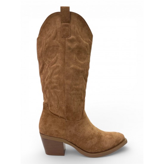 Κάμελ Cowboy Μπότες με Κεντημένες Λεπτομέρειες