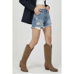 Κάμελ Cowboy Μπότες με Κεντημένες Λεπτομέρειες