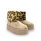 Δίπατα μποτάκια με γούνα animal print σε Μπέζ