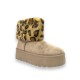Δίπατα μποτάκια με γούνα animal print σε Μπέζ