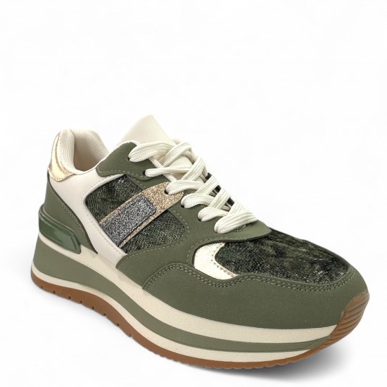 Sneaker Chunky με Χρυσές & Χακί Λεπτομέρειες