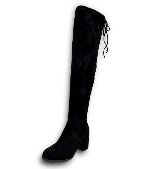 Mid-heel over the knee boots in Black