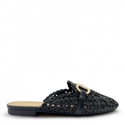 Flat knitted mules in Black