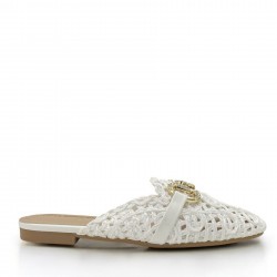 Flat knitted mules in White