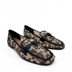 Leopard print mesh Loafers