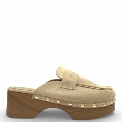 Suede Clogs Mules με Τρούκς – Μπέζ