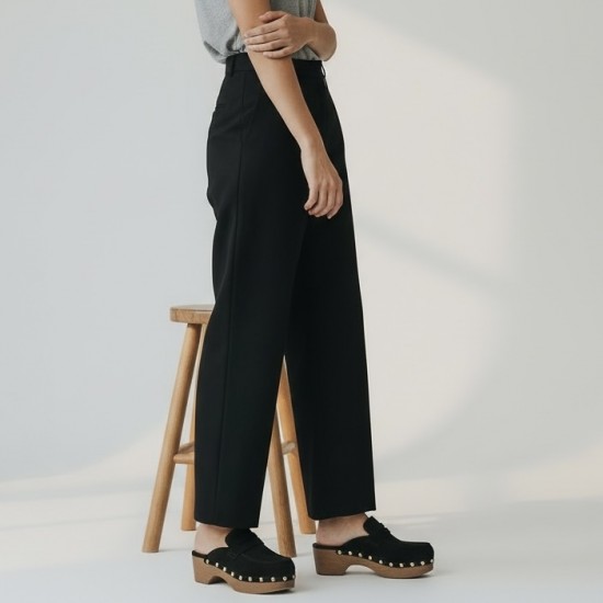 Suede Clogs Mules με Τρούκς – Μαύρο