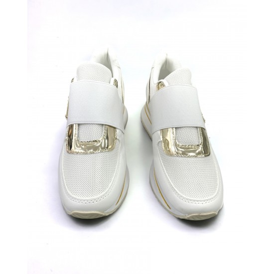 Sneakers με πλατφόρμα και λάστιχα Λευκό