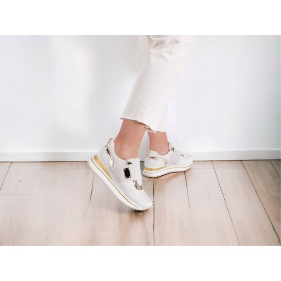 Sneakers με πλατφόρμα και λάστιχα Λευκό