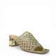 Γυναικεία Mules με Πλεκτή Φάσα & Τετράγωνο Τακούνι - Χρυσό