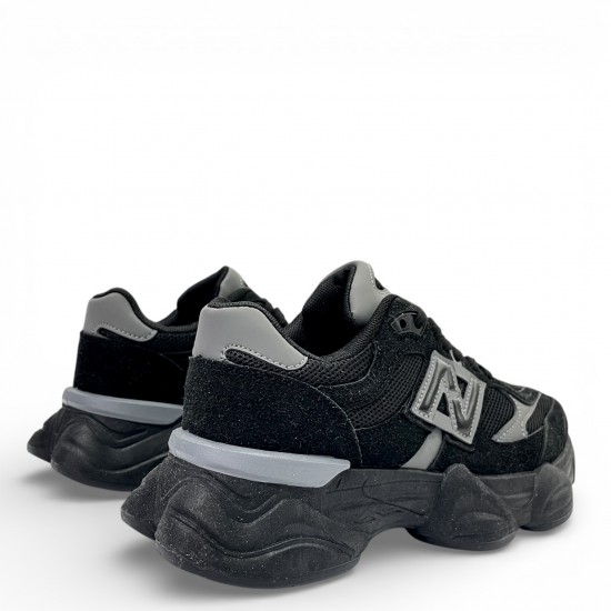 Γυναικεία Chunky Sneakers Μαύρο με Ανθρακί Λεπτομέρειες