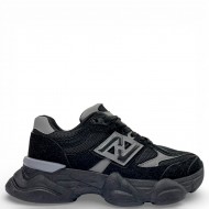 Γυναικεία Chunky Sneakers Μαύρο με Ανθρακί Λεπτομέρειες