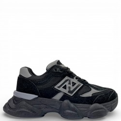 Γυναικεία Chunky Sneakers Μαύρο με Ανθρακί Λεπτομέρειες