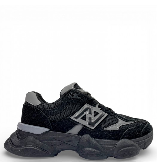 Γυναικεία Chunky Sneakers Μαύρο με Ανθρακί Λεπτομέρειες