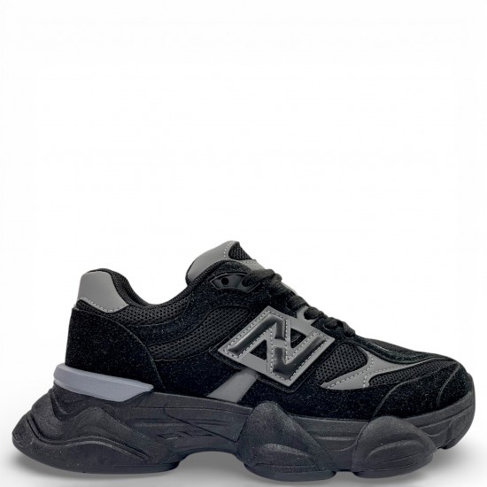 Γυναικεία Chunky Sneakers Μαύρο με Ανθρακί Λεπτομέρειες