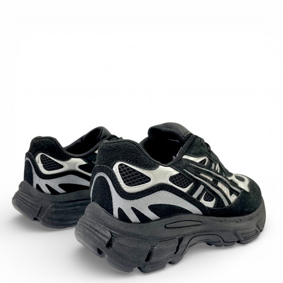 Chunky Sneakers Μαύρο Mesh με Metallic Silver