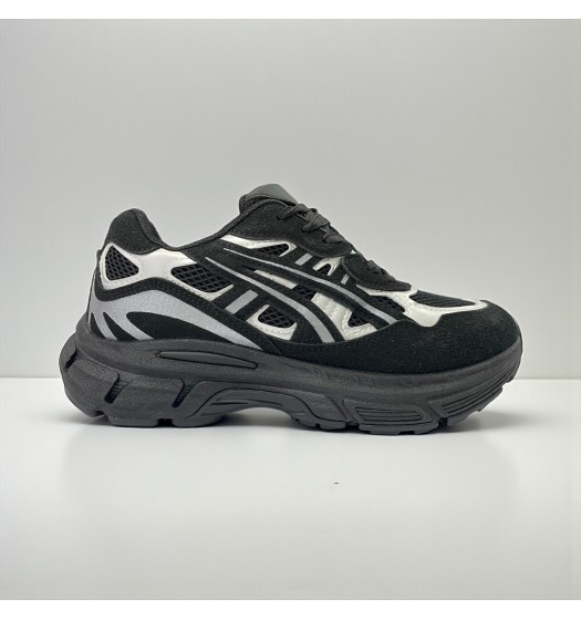 Chunky Sneakers Μαύρο Mesh με Metallic Silver