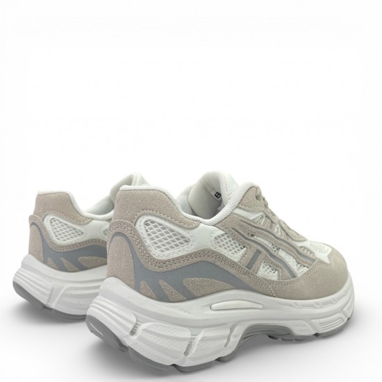 Chunky Sneakers Beige/Off-White με Suede Επενδύσεις & Mesh