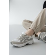 Chunky Sneakers Beige/Off-White με Suede Επενδύσεις & Mesh