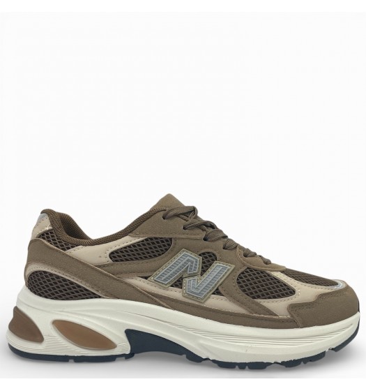 Γυναικέια Sneakers σε Καφέ με Μπέζ Λεπτομέρειες