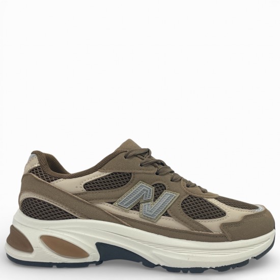 Γυναικέια Sneakers σε Καφέ με Μπέζ Λεπτομέρειες