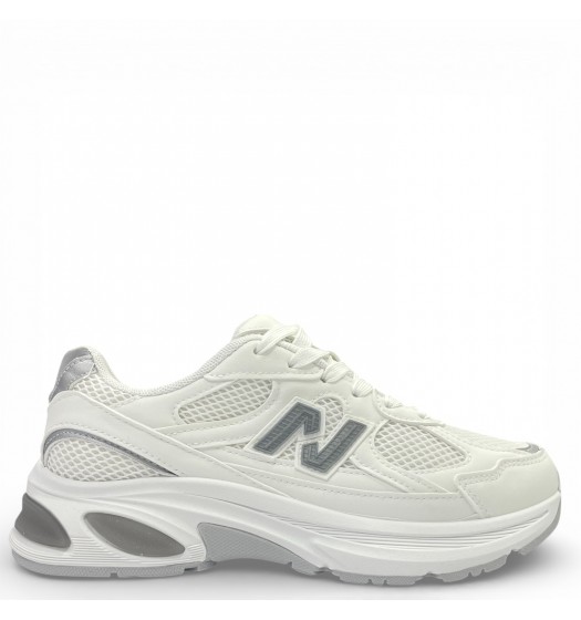 Γυναικέια Sneakers σε Λευκό με Ασημί Λεπτομέρειες