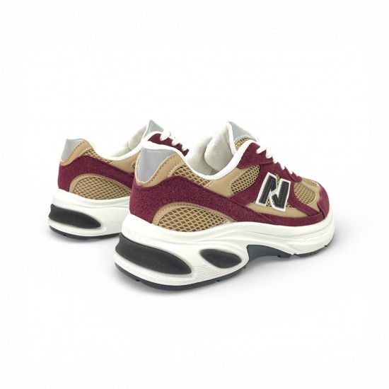 Γυναικέια Sneakers σε Μπορντό με καφέ λεπτομέρειες