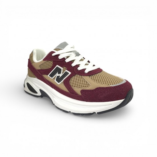 Γυναικέια Sneakers σε Μπορντό με καφέ λεπτομέρειες