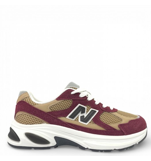 Γυναικέια Sneakers σε Μπορντό με καφέ λεπτομέρειες