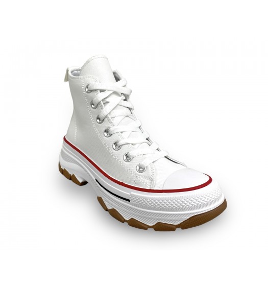 Canvas high top platform sneakers White