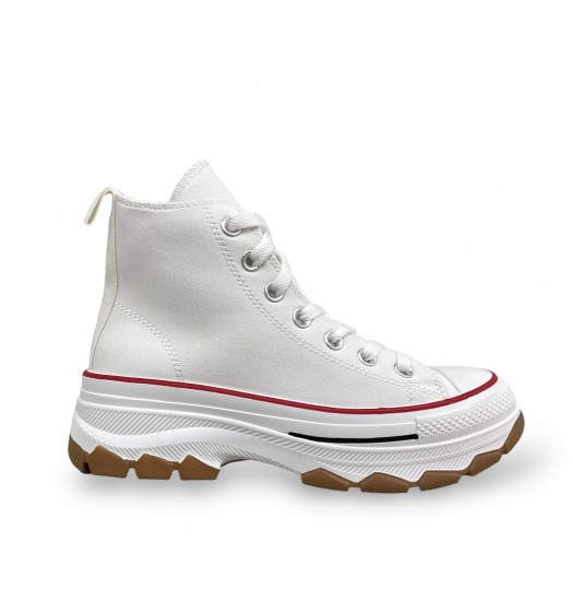 Canvas high top platform sneakers White