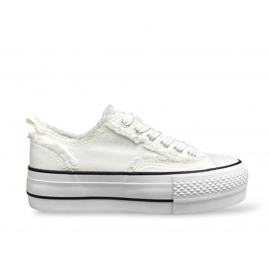 Low top canvas sneakers in White