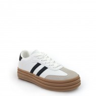 Platform sneakers with stripes in White/Black