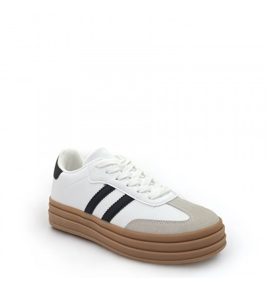 Platform sneakers with stripes in White/Black