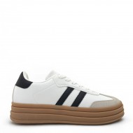 Platform sneakers with stripes in White/Black