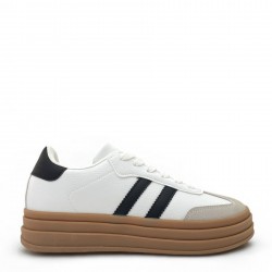 Sneakers Δίσολα με ρίγες σε Λευκό/Μαύρο
