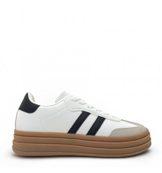 Platform sneakers with stripes in White/Black