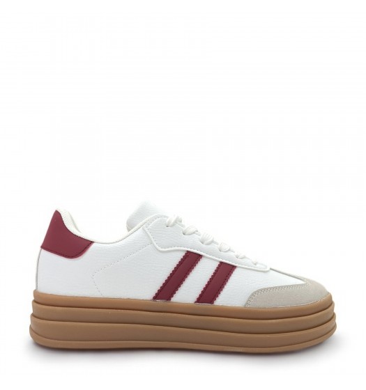 Platform sneakers with stripes in White/Red