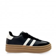 Platform sneakers with stripes in Black