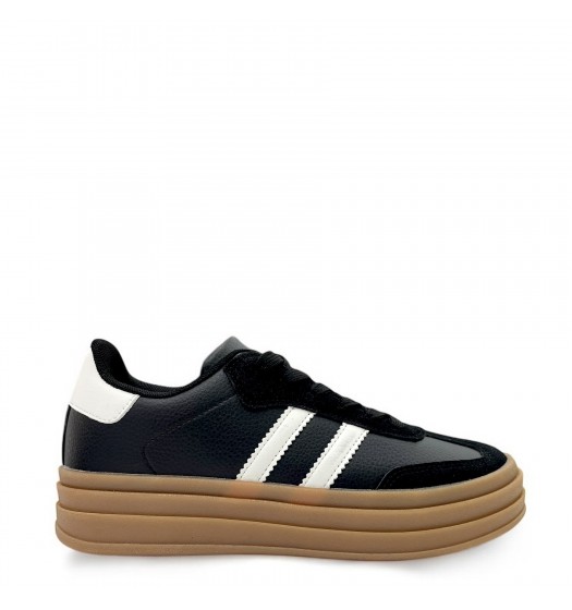 Platform sneakers with stripes in Black